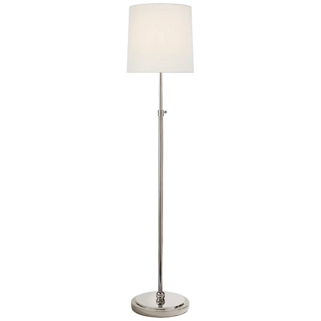 Thomas O'Brien by Visual Comfort Signature Bryant Floor Lamp in Polished Nickel with Linen Shade For Sale