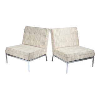 Florence Knoll Model 65 Chrome Slipper Lounge Chairs, 1973 - A Pair For Sale