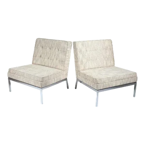 Florence Knoll Model 65 Chrome Slipper Lounge Chairs, 1973 - A Pair