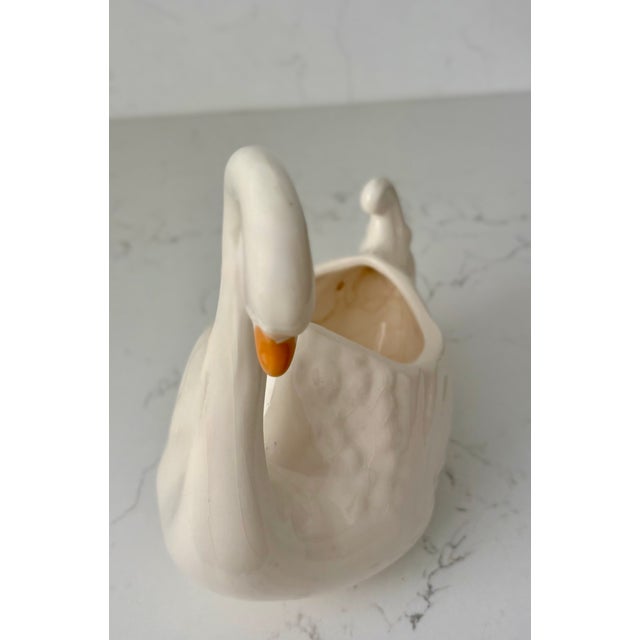 Mid 20th Century Vintage White Ceramic Swan Vase Planter For Sale - Image 5 of 14