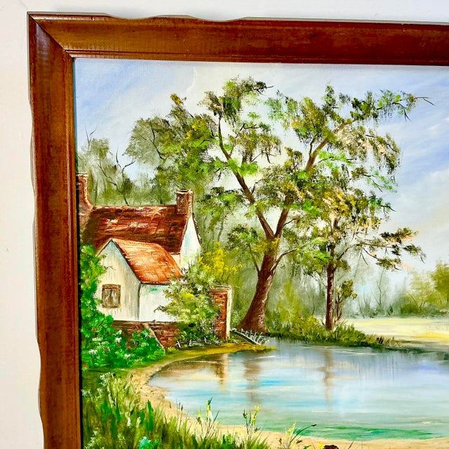 Asparagus 1983 Vintage Impressionist Boho Chic Original Oil Painting, Lake House by Donna Semm For Sale - Image 8 of 14