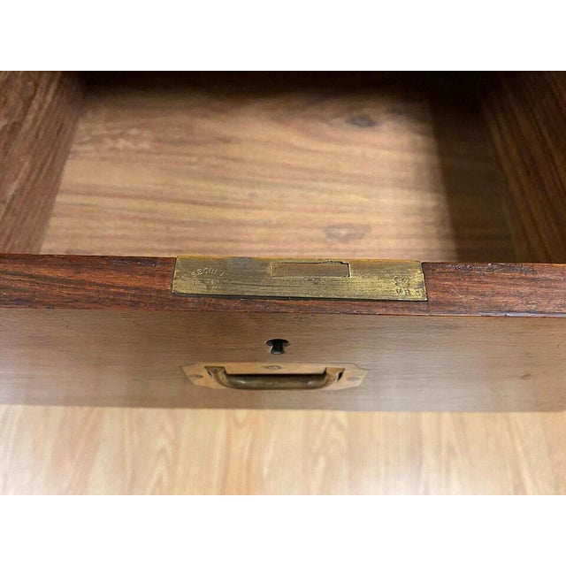 Victoria Regina Military Campaign Pedestal Desk, 1880s For Sale - Image 11 of 13