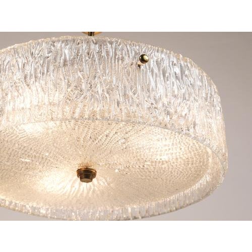 Round Textured Glass Ring and Brass Pendant Lamp by J. T. Kalmar for Kalmar, 1950s For Sale - Image 6 of 15