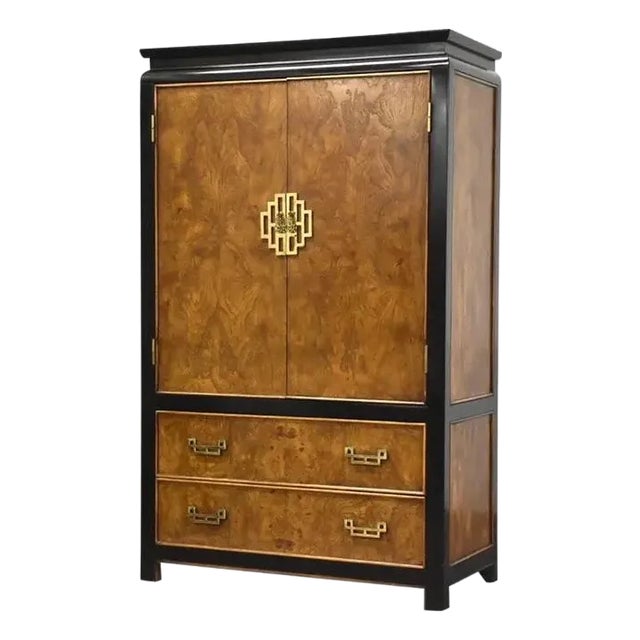 Vintage Burlwood Gentleman's Chest Armoire by Raymond Sobota For Sale