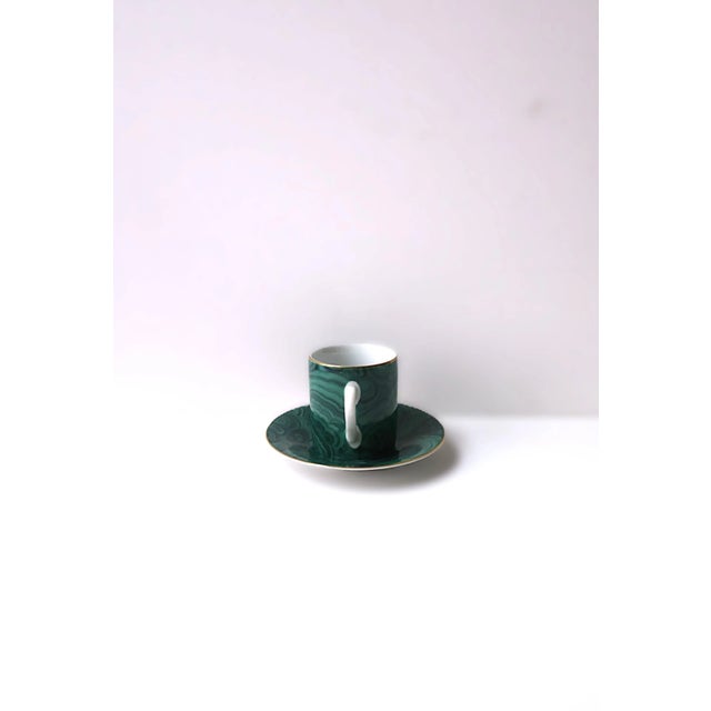 Late 20th Century Malachite Porcelain Espresso Coffee Cup and Saucer, 2 Avail. For Sale - Image 5 of 12