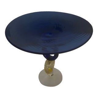 Architectural Cobalt Blue Studio Art Glass Centerpiece 1980-1990 For Sale