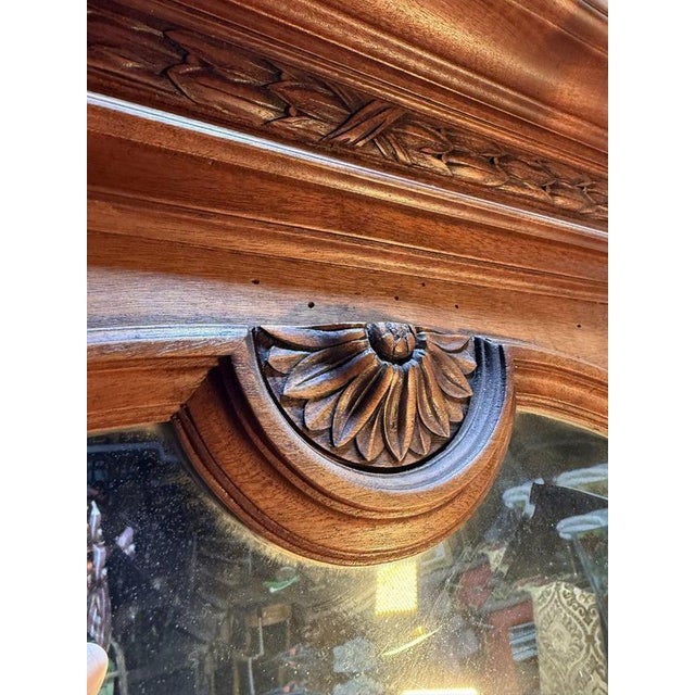 Large Art Deco Mirror in Walnut Frame For Sale - Image 6 of 7