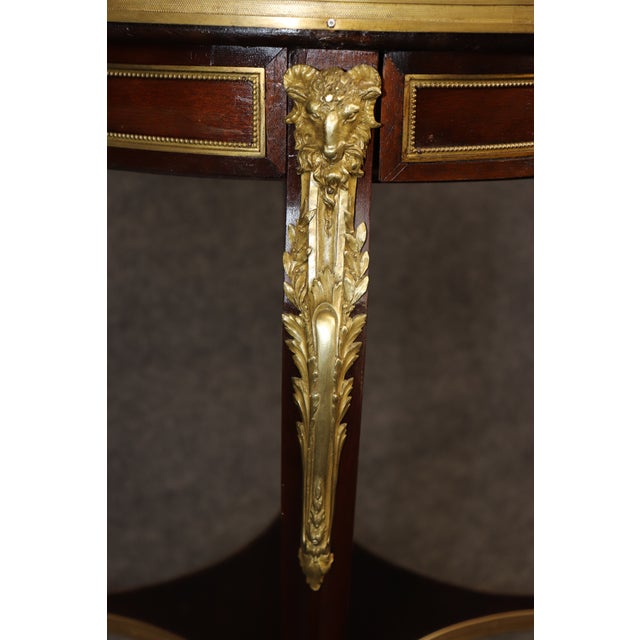 French Louis XV 1870s Era Marble Top Bronze Mounted Mahogany Round End by Millet For Sale - Image 16 of 16