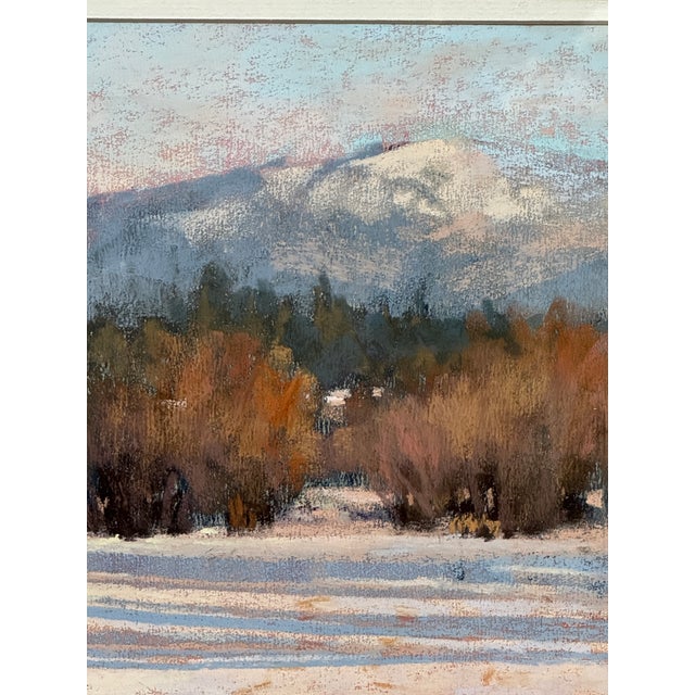 Tan Barbara Jaenicke Snow Covered Landscape in Pastels, Signed For Sale - Image 8 of 12