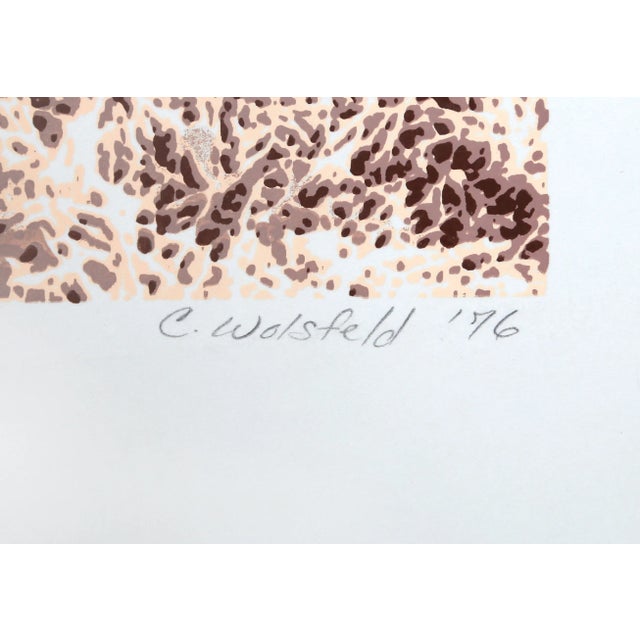 Silkscreen, signed and numbered in pencil, by American artist Cindy Wolsfeld (1953 - ). Title: Let's Speak of Worms,...