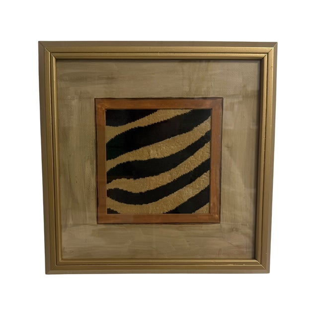 2020s Schumacher Zebra Textile in Artisan Hand-Painted Vintage Frame For Sale - Image 5 of 11