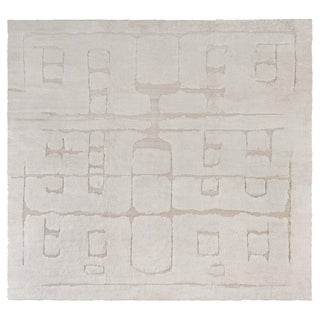 Modern Moroccan High-Low Wool Rug with Geometric Design by Doris Leslie Blau For Sale