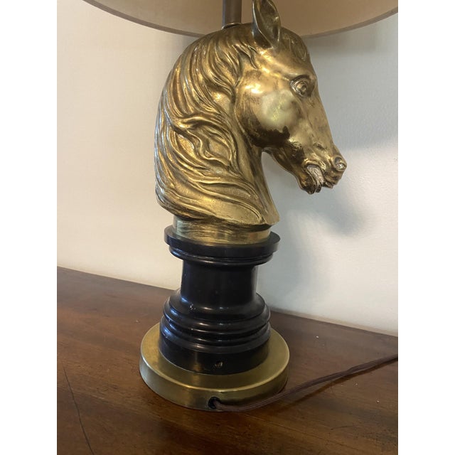 Mid 20th Century Mid 20th Century La Maison Charles Brass Horse Head Table Lamp- France For Sale - Image 5 of 10