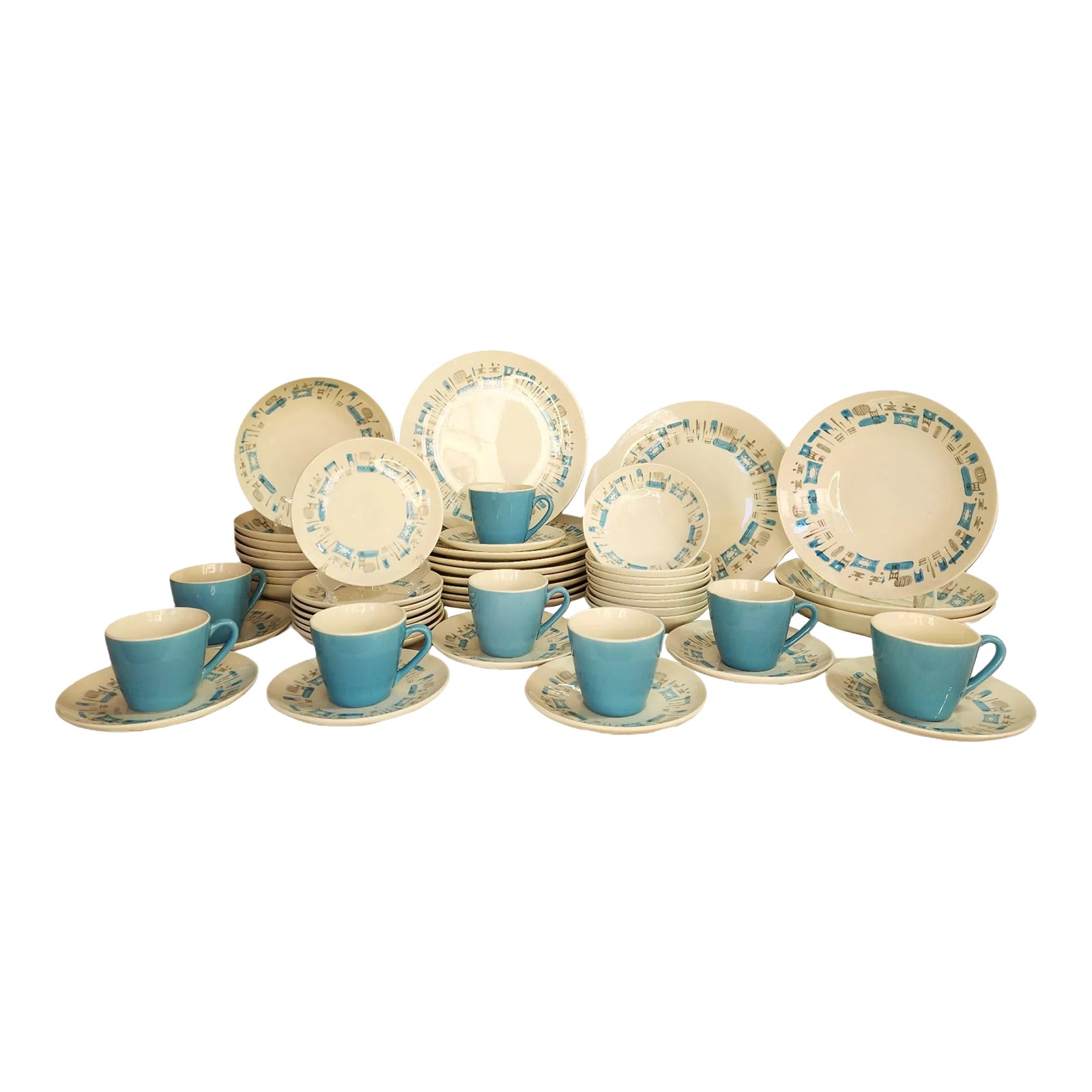MidCentury Modern Blue Heaven 52Piece China Set by Royal (Usa) Chairish