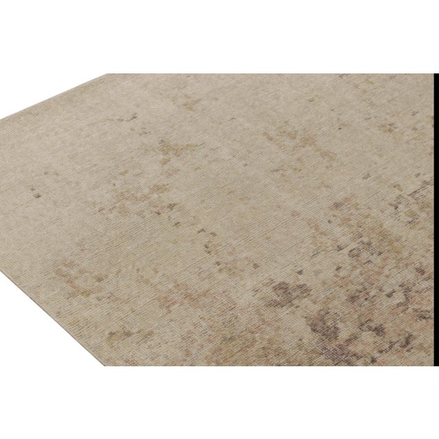 Rug & Kilim Rug & Kilim’s Abstract Rug in Beige-Brown Distressed Style For Sale - Image 4 of 7