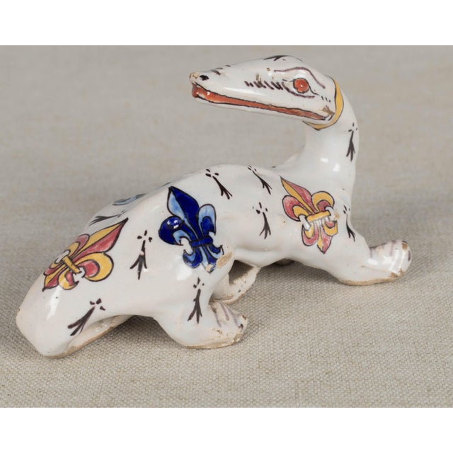 French Country 19th Century French Desvres Fourmaintraux Freres Faience Salamander For Sale - Image 3 of 10
