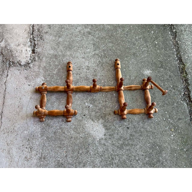 Brown Wall Mounted Coat Rack, 1930s For Sale - Image 8 of 8