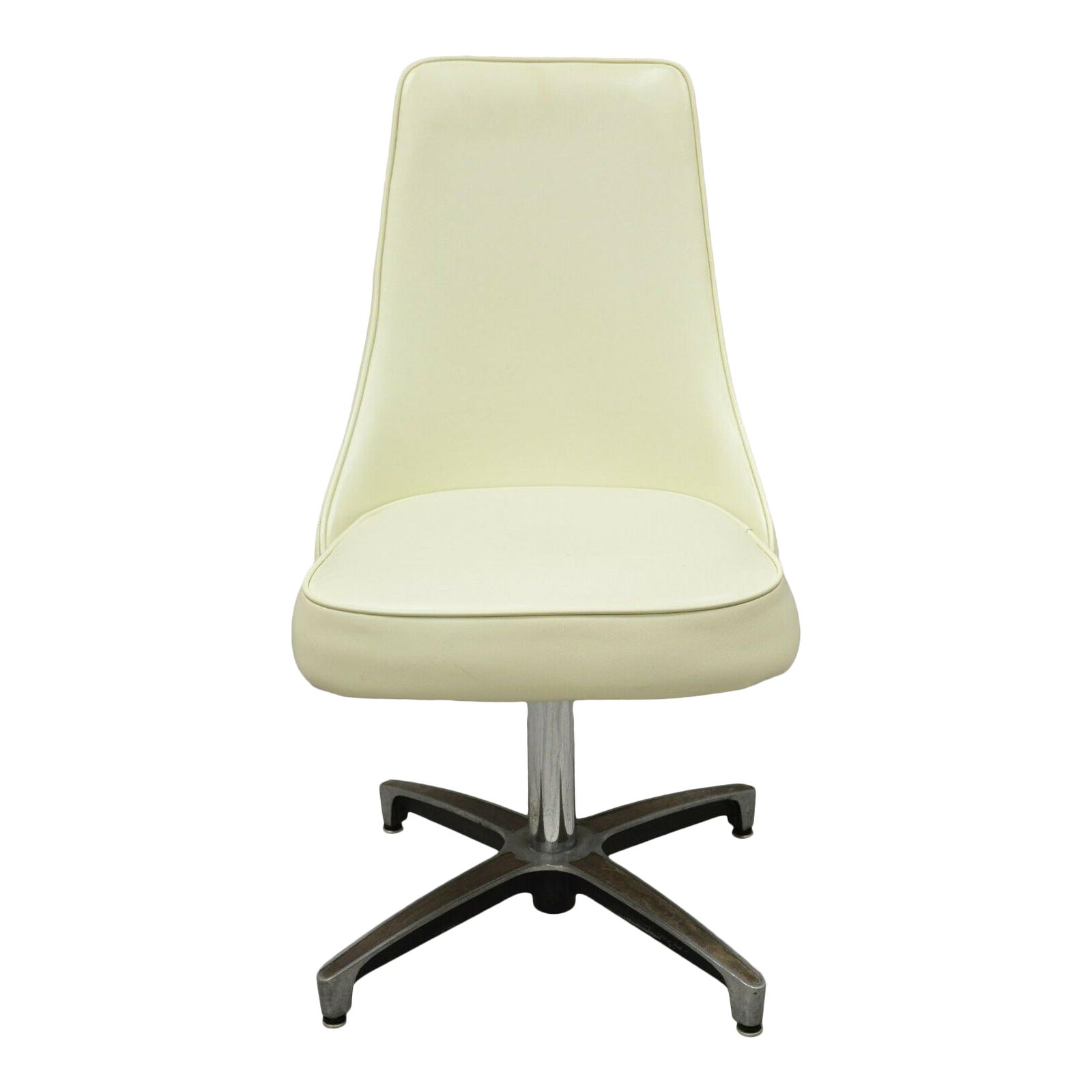 Chromcraft Space Age Mid Century Modern Chrome Swivel White Vinyl Dining Chair Chairish