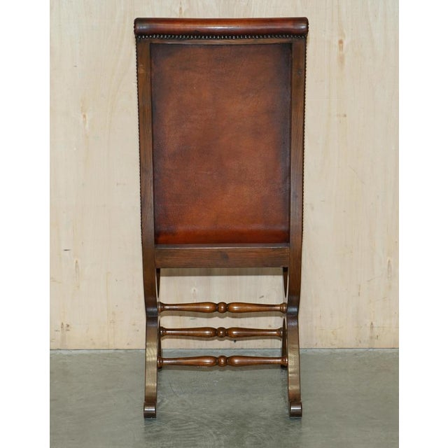 Spanish Brown Leather & Oak Dining Chairs by Pierre Lottier for Alamazan, Set of 6 For Sale - Image 14 of 18