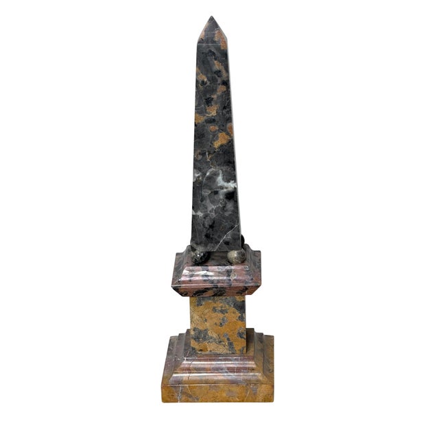 Grand Tour Italian Specimen Marble Obelisk on Pedestal For Sale - Image 4 of 12