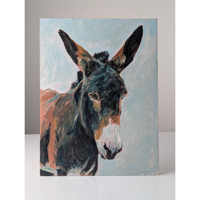 Unknown, Oil on Panel, Portrait of a Donkey, 20th Century, 1990s, Oil For Sale - Image 10 of 10