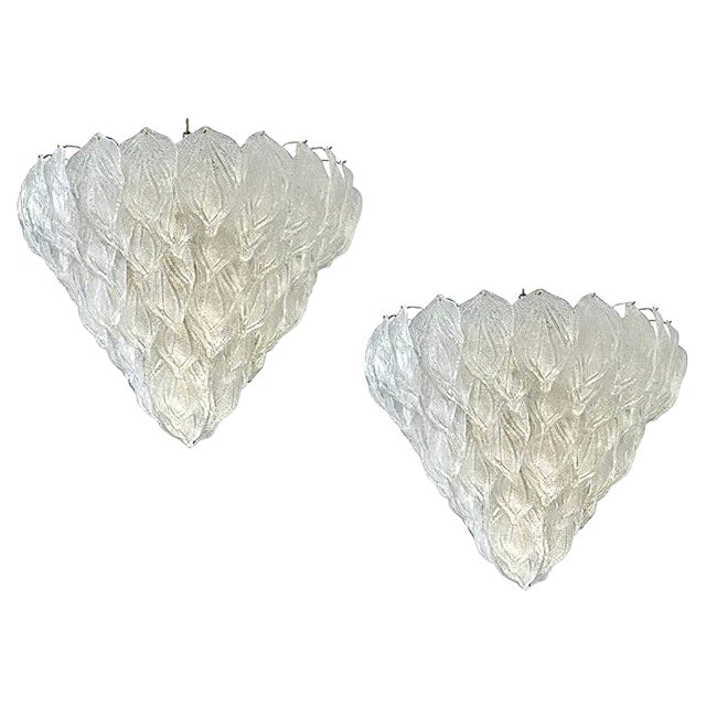 Italian Modern Murano Glass Polar Chandeliers, 1970s, Set of 2 For Sale