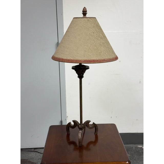 Rustic Rustic Wrought Iron Table Lamp For Sale - Image 3 of 12