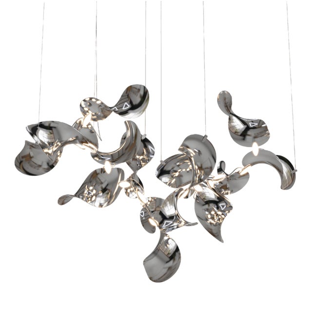 Dune 16 Cluster Pendant Light with Silver Polished Shades by Daniel Becker For Sale