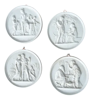 Bertel Thorvaldsen, Medallions Representing the Four Ages of Man, 1800s, Bisque Porcelain, Set of 4