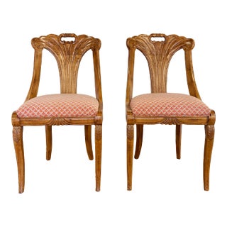 Vintage Carved Wood Fan Back Chair - Priced Per Chair For Sale