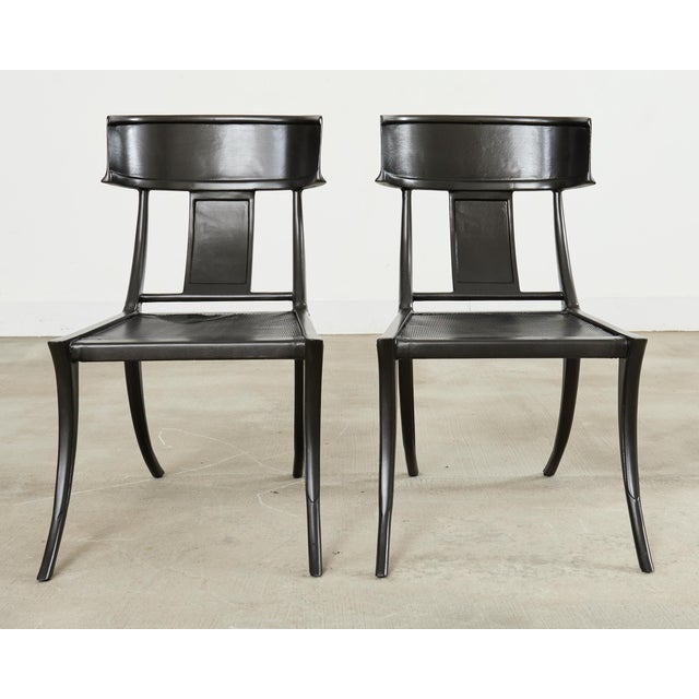 Late 20th Century Michael Taylor Metal Klismos Garden Chairs Set of Four For Sale - Image 5 of 18