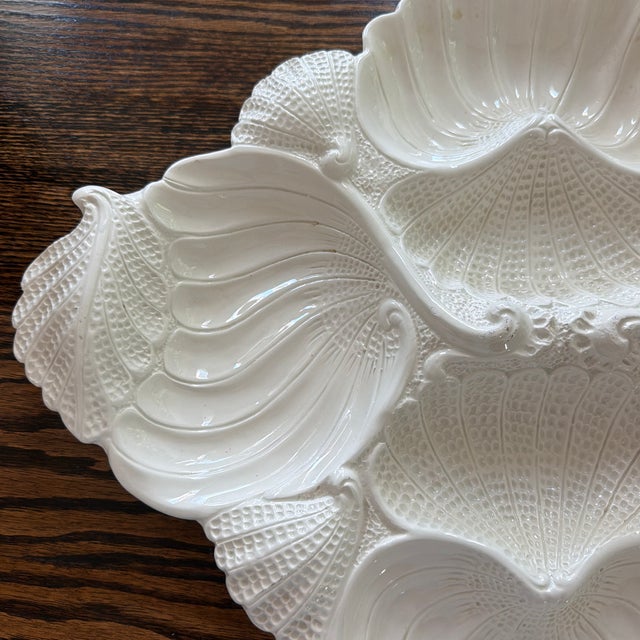 Italian Vintage Italian White Ceramic Seashell Serving Platter by Elbee For Sale - Image 3 of 5