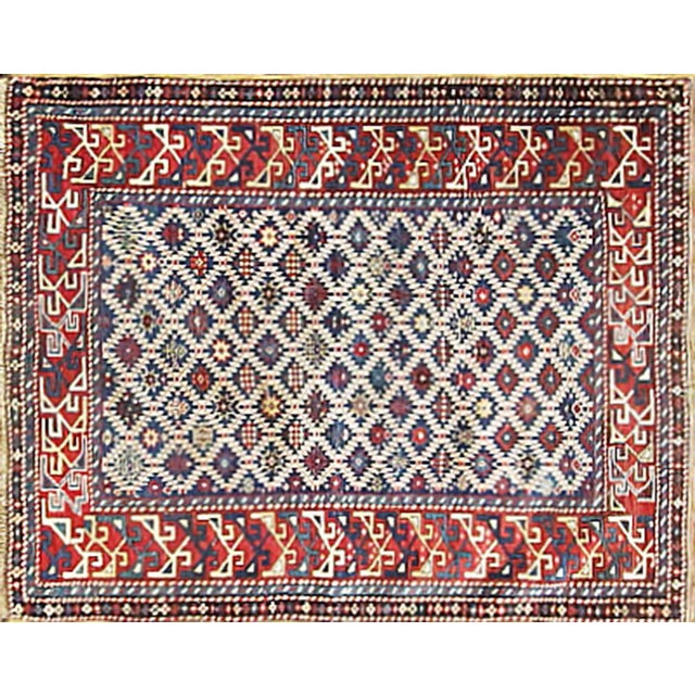 Antique Antique Shirvan Caucasian Rug 3'3" x 4'2" # This is an authentic handmade rug. It was made in Caucuses around the...