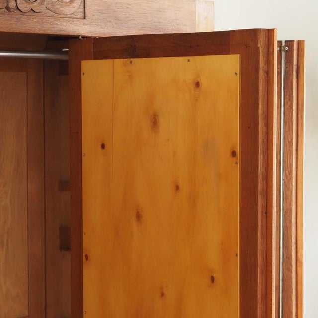 Art Nouveau Oak Wardrobe with Mirror, 1920s For Sale - Image 15 of 18