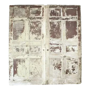 Pair of 9' Antique Distressed Painted White Pocket Doors