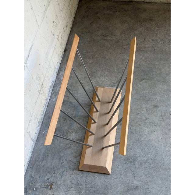 Mid 20th Century Mid 20th Century Hoigaard Danish Modern Magazine Rack Mid Century Wood & Metal Newspaper Holder For Sale - Image 5 of 10