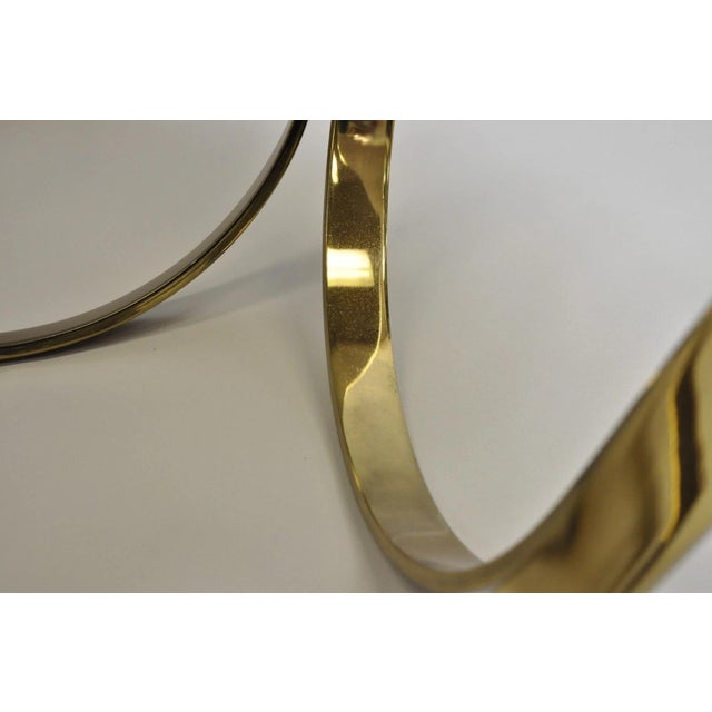 Mid 20th Century Tri-Mark Mid Century Modern Brass Plated Steel Smoked Glass Arch Coffee Table For Sale - Image 14 of 15