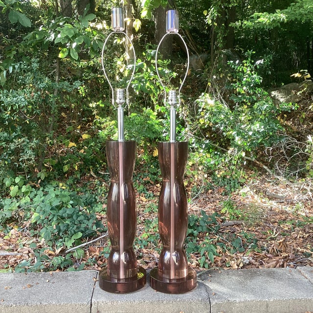 Van Teal Pair of Tall Sculptural Amethyst Lucite Van Teal Lamps For Sale - Image 4 of 5