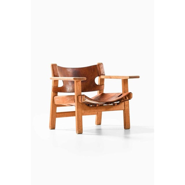 1950s The Spanish Chair in Leather and Oak attributed to Børge Mogensen, 1950s For Sale - Image 5 of 8