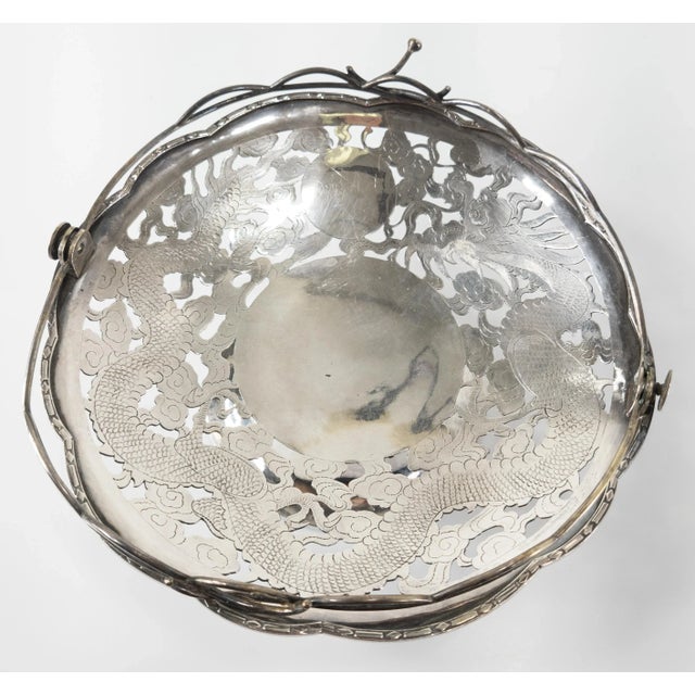 Chinese Export Sterling Silver Bon Bon or Compote Bowl For Sale - Image 4 of 13