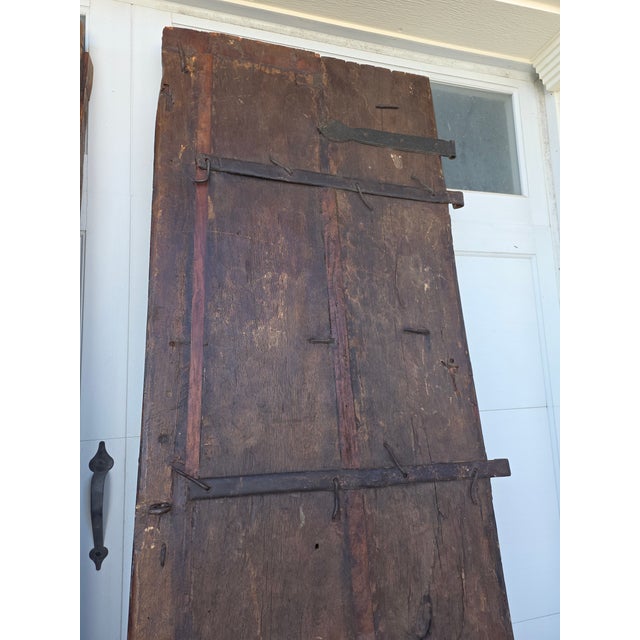 Rustic Antique Doors With Hand Forged Iron Elements For Sale - Image 10 of 17
