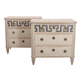 Swedish Pine 3-Drawer Commodes, Set of 2 For Sale