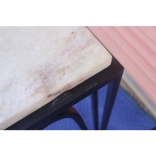Pair of Iron & Marble 'Méandre' Side Tables by Walter Lamb, 1950s For Sale - Image 9 of 12