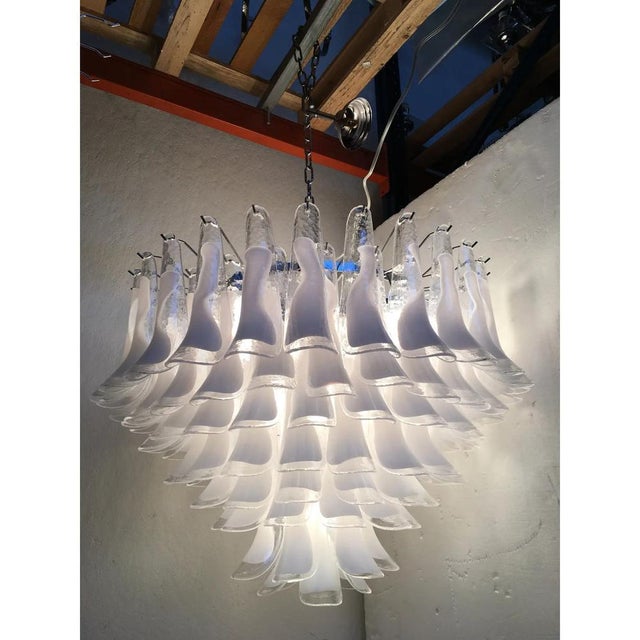 White and Transparent Selle Murano Glass Chandelier by Simoeng For Sale - Image 6 of 10