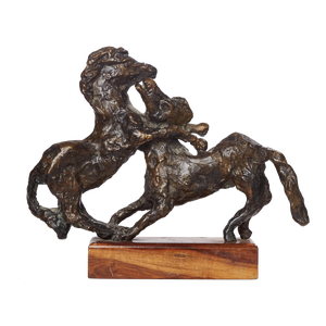 Dominik Albinski, Polish Modernist Prancing Horses Bronze Expressionist Art Sculpture