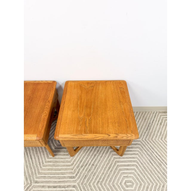 Mid 20th Century Very Rare Lane Perception MCM Oak Nightstands Cane Drawers Vintage, A Pair For Sale - Image 5 of 12