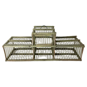 Antique French Country Beech & Iron Bird Cage, 1890s