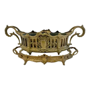 Antique Cast Iron Edwardian Cachepot & Plateau