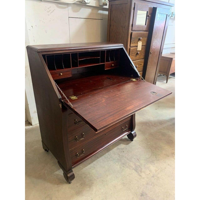 Antique Empire Mahogany Style Drop Front Desk Secretary Chairish