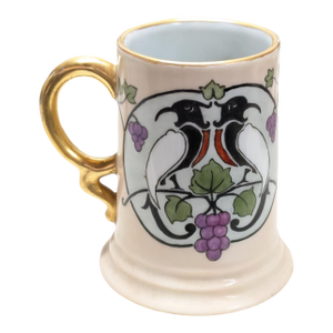 1915 Rosenthal Ceramic Tankard Stein Glass With Gold Rim, and Two Birds